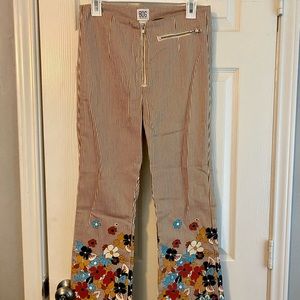 Urban Outfitters BDG Pinstripe Floral Flare Pants